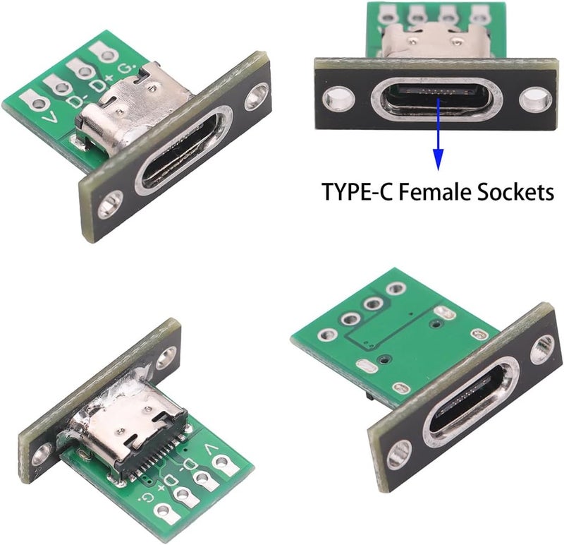 Teansic 10PCS Type C Female Socket Converter Board,USB 3.1 Female Connector with Black Fixing Plate - Image 4